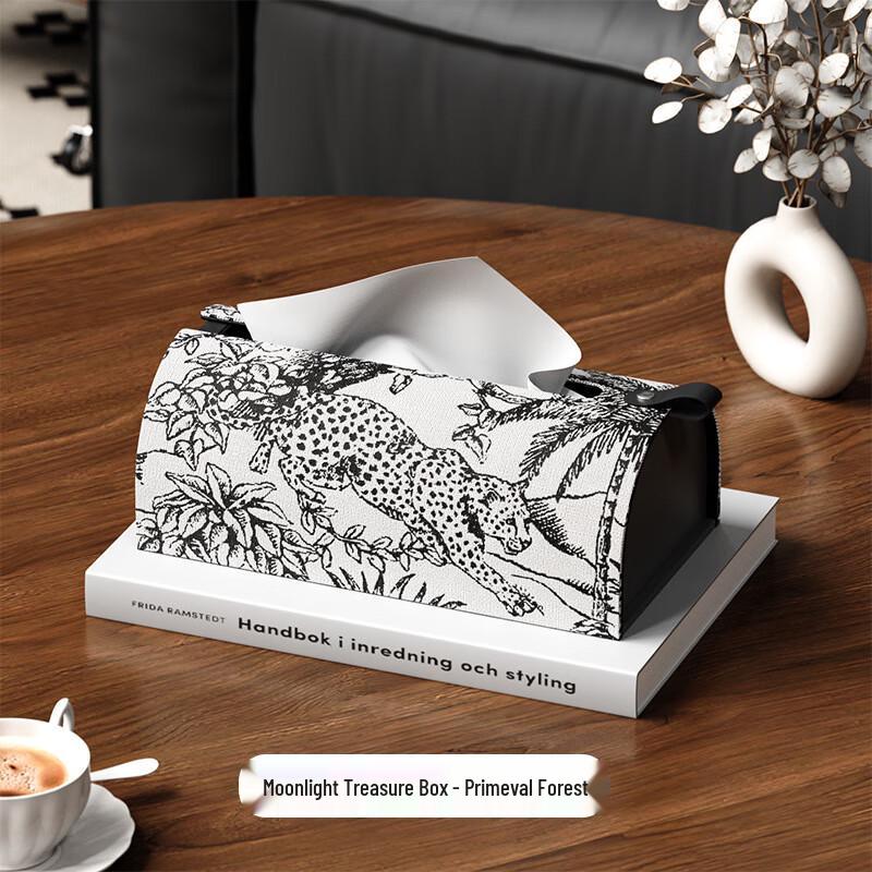 Decorative Jacquard Tissue Box with Storage for Remotes