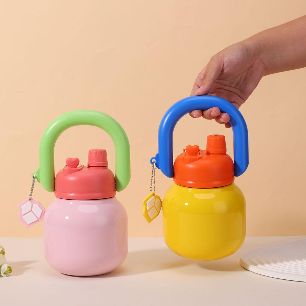 New high-value large-capacity carrying pot 111 stainless steel creative thermos cup portable double drink accompanying straw cup