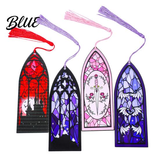 Decorative Book Accessory Stained Glass Art Acrylic Bookmark Halloween Dark Aesthetic Mark Transparent Double-sided Bookmark Page Marker with