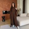 Cross-border Autumn New Women's Loose Long-sleeved Jacket T-shirt Top Round Neck Temperament Wide-leg Pants Two-piece Set