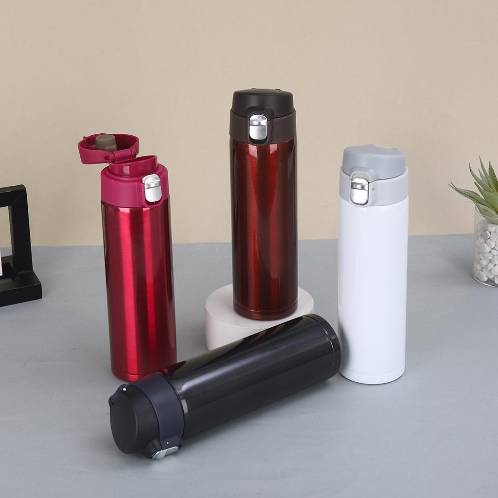 Hot stainless steel thermos cup Large capacity simple direct drinking cup Outdoor portable bouncing cover straight cup