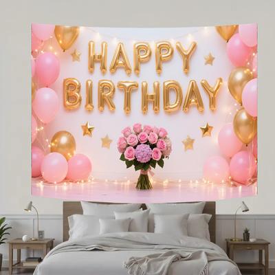 Alles Gute zum Geburtstag Hintergrund Polyester für Partydekorationen Banner Fotoshooting Partydeko/Zubehör/Geschenke Dekorativer Hintergrund