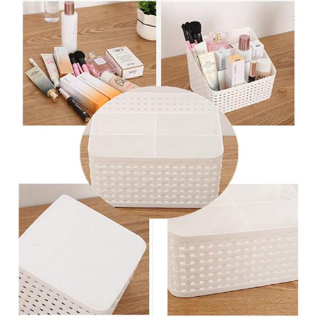 Plastic Desk Organizer, 5 Compartments Storage Organizer Utility Tote Caddy Holder Desktop Container Dividers for Home School Office Supplies (Grey)