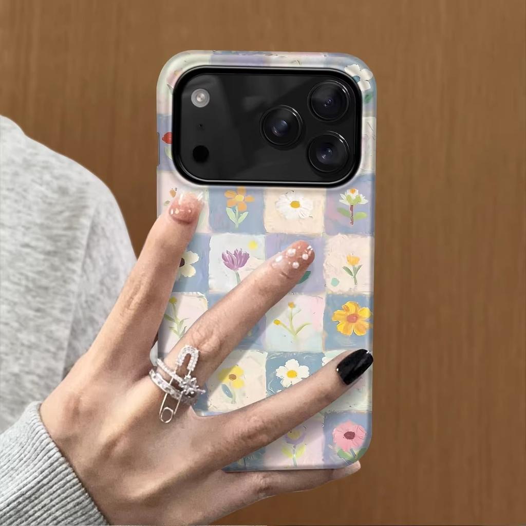 Filin plaid floral suitable for Apple 17 mobile phone case iphone17promax niche 16pro two-in-one