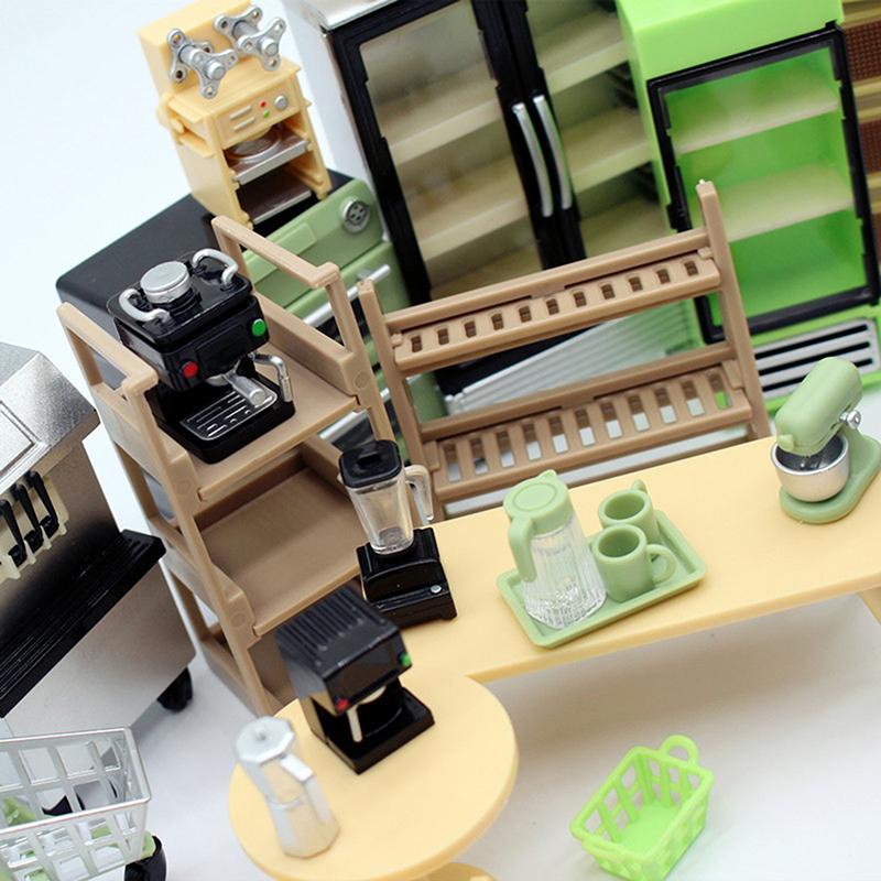 Minicabina de Exhibición de Comida de Tienda de Conveniencia de Simulación en Miniatura para Desayuno Calentamiento Aislamiento Modelo Accesorios de Juguete para Casa de Muñecas