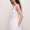 LANGZI V-Neck Knitted Spliced Waist-Cinching Dress