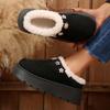 Fashion Chunky Platform Wedge Heel Furry Casual Shoes Women 2025 Winter Warm Plush Mules Slippers Soft Thick Bottom Fur Outdoor Slippers