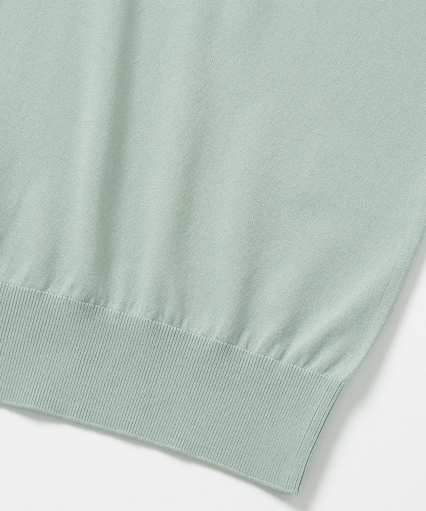 XOX Button Collar Summer Cool Crop Short Sleeve Knit [Mint]