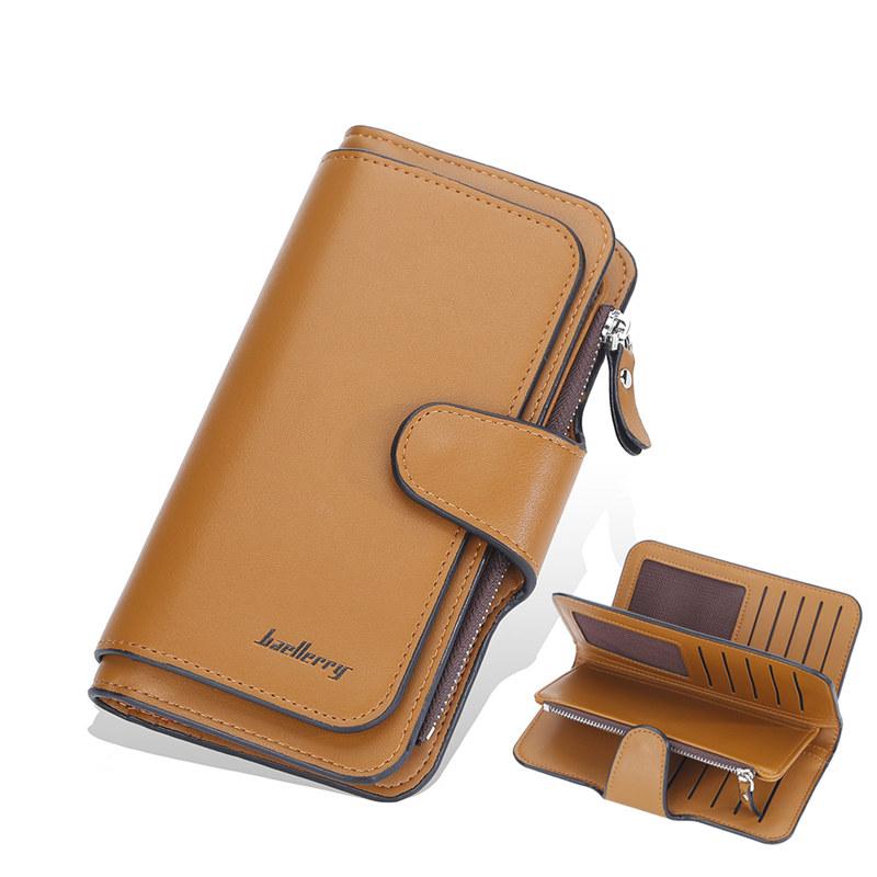 Baellerry Unisex dlouhá peněženka na zip Peněženka na mince z PU kožené trojdílné peněženky Neformální držák na karty