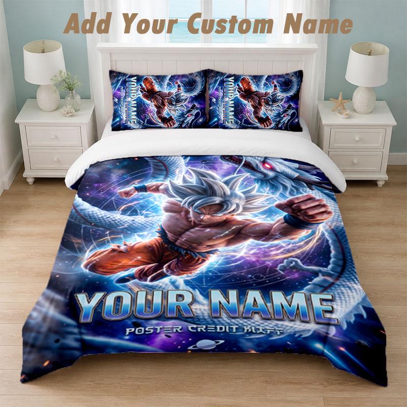Bedding Set 1 Duvet Cover 2 Pillowcases Dragon Ball Print Soft Bed Linen Bedroom Decor