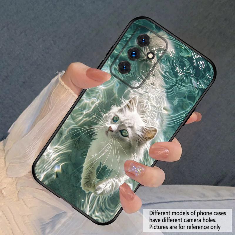 Cat In the Water For Samsung S20FE S 21 22 23 FE 24 Plus 25 Ultra Galaxy M23 32 34 35 52 53 54 55 5G Silicone Soft Phone Case