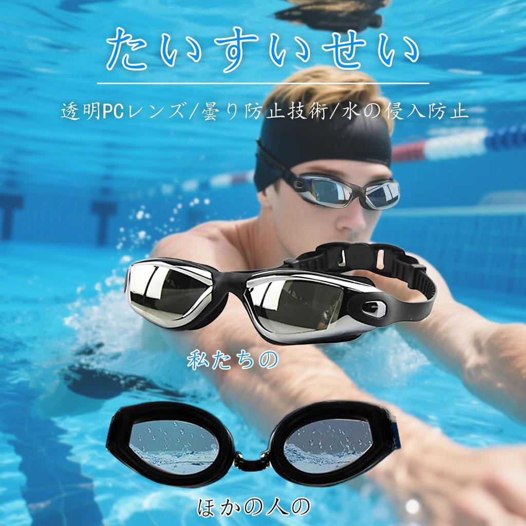 Swimming Goggles with Nose Swim Protective Swimming UV Water and Wide Field of 3D Ergonomic Adjustable UV for Adults Swimming Underwater Earplugs