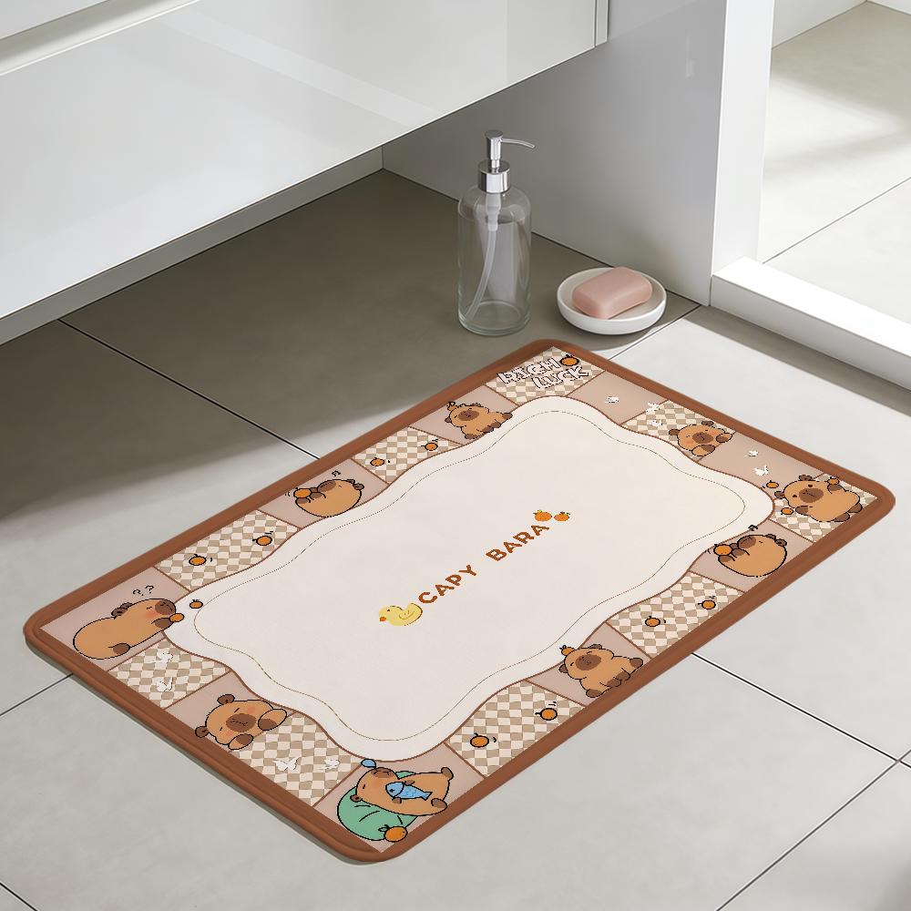 cartoon cute art Capybara kawaii hogar Bedside Rug Kitchen Bath Floor Mat Hallway Balcony Carpet Entrance Doormat Decor Home