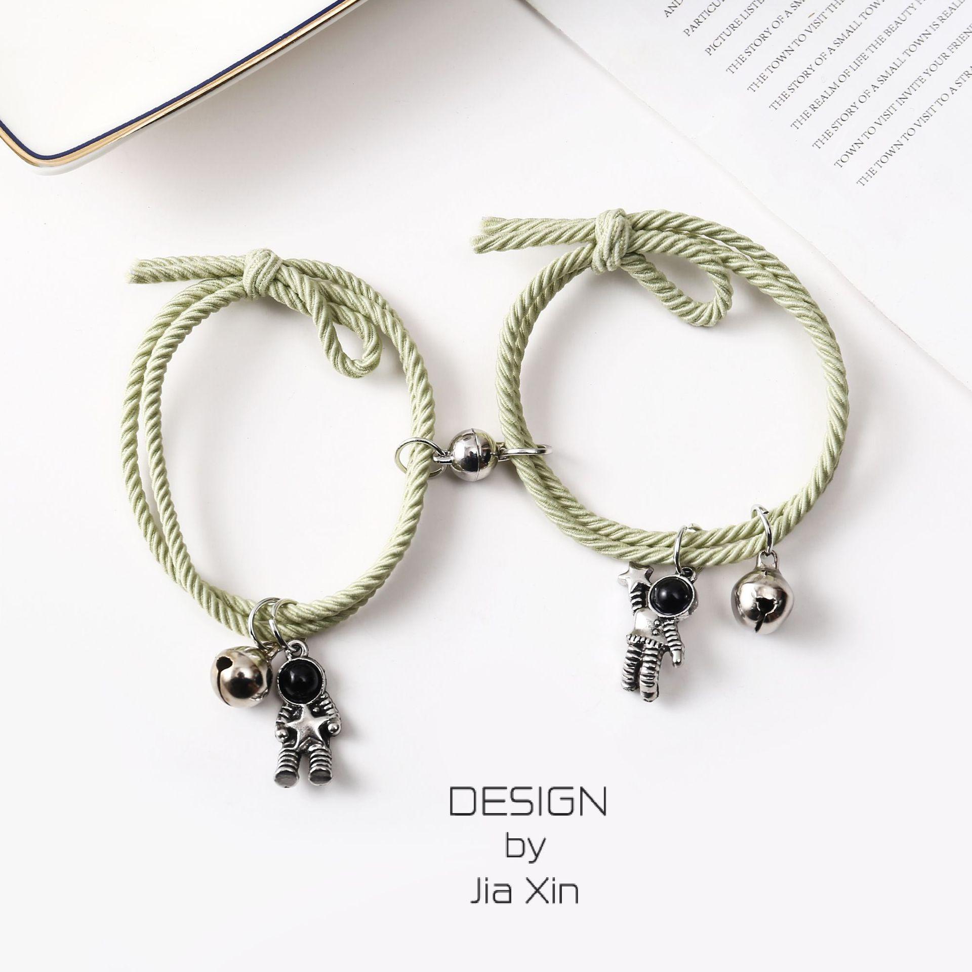 

Подарки на день святого Валентина, модный браслет со звездой астронавта, подарок для пары, магнитный браслет, веревочный браслет