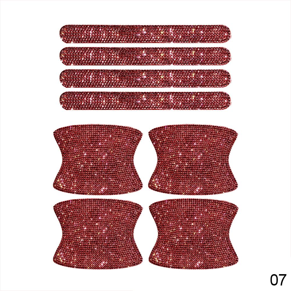8PCS Universal Car Door Handle Sticker Decal Warning Diamond Auto Strip Driving Safety Bling Car Accessories for Girls Woman