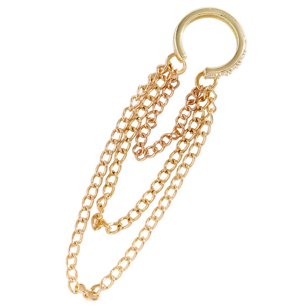 Chain Cuff Drop Earring Multi Layer Silver Tone Statement Jewelry