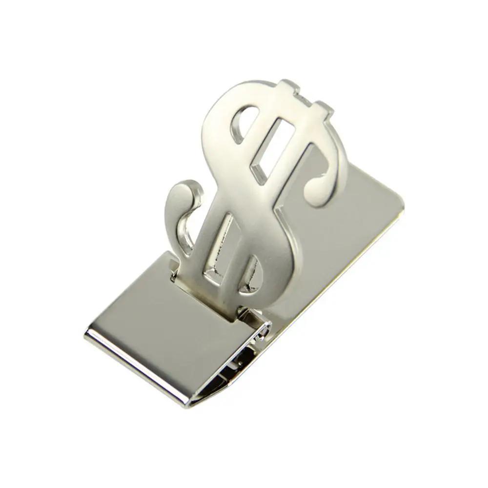 1Pc Stainless Steel Metal Money Clip Dollar Design Fashion Simple Silver Dollar Cash Clamp Holder Wallet For Men Women