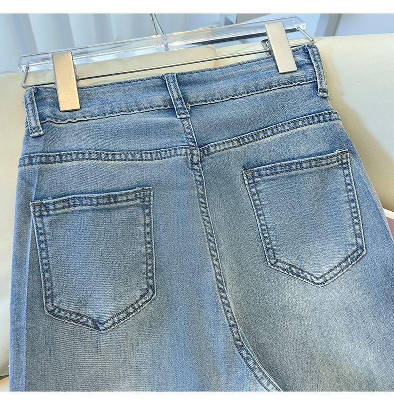 Women's High-Waisted Stretch Bell-Bottom Jeans - Sky Blue Diamond, Spring/Summer 2026