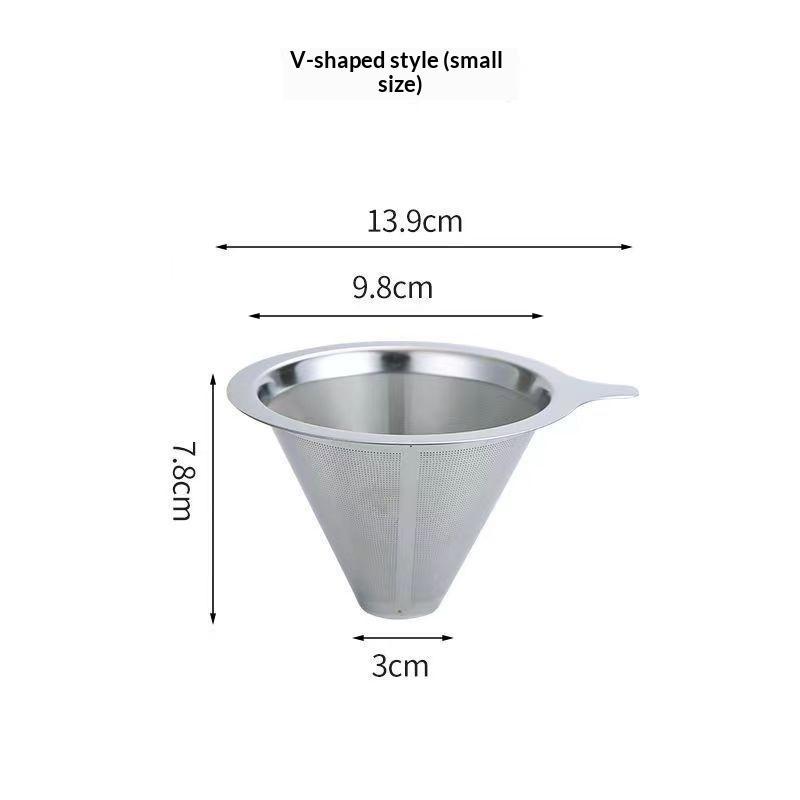 Reusable Stainless Steel Pour Over Coffee Filter Paperless Portable Compact Dripper for Business Trip Coffee Making E