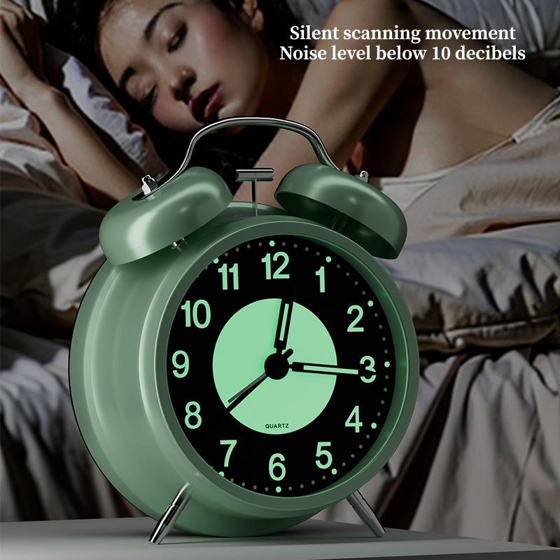 3 Inch Luminous Alarm Clock Students Children's Alarm Clock Strong Wake-Up for Elderly Silent with Night Light Battery Powered