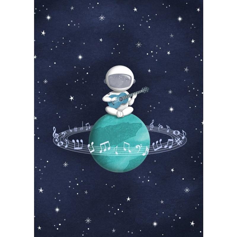 

Мультяшный астронавт, космическая тематика, плакат с луной и звездами, темно-синий, звездная ночь, настенная живопись на холсте, декор для детской комнаты 21cm×30cm NoFrame