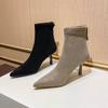 2025 New High Quality Pointed Toe Women Ankle Boots Fashion Zipper Thin Heels Shoes Autumn Winter Chelsea Short Booties