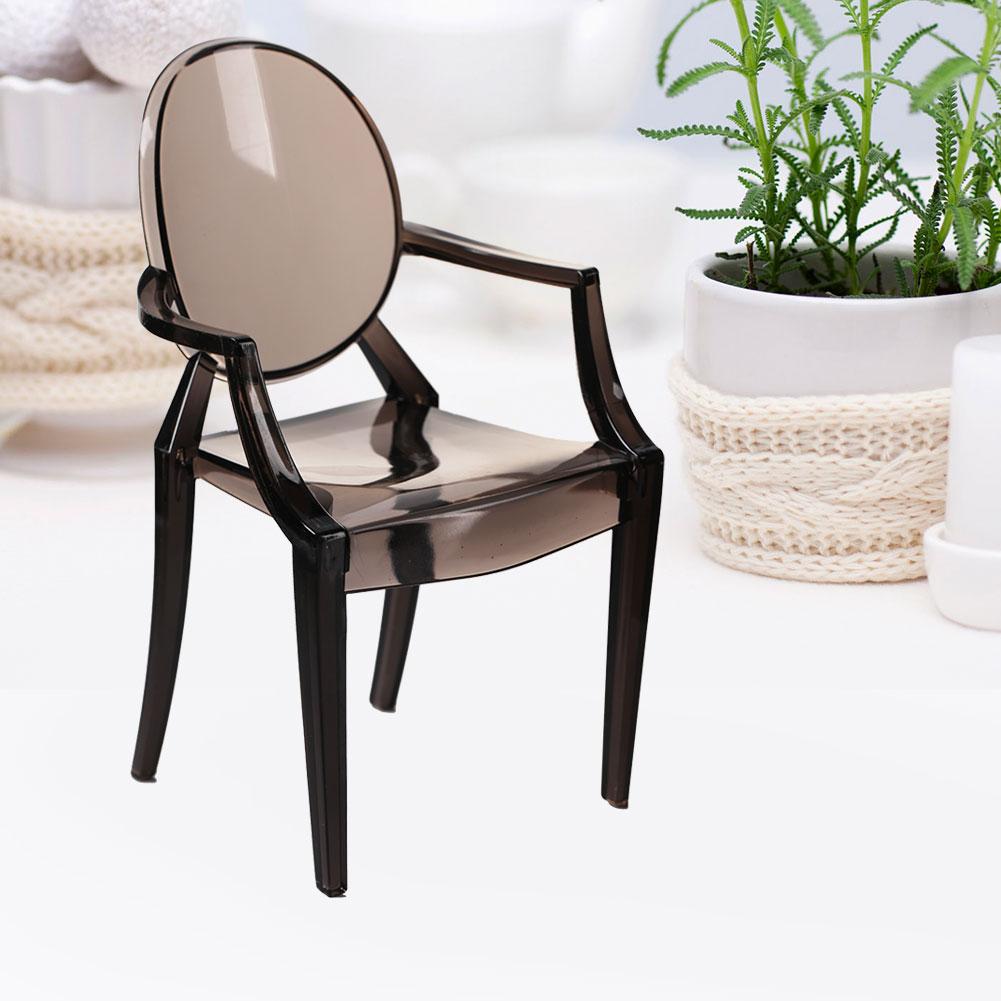 Miniature Armchair Plastic Chair Model Furniture for 1/6 Doll House Accessories (Grey)