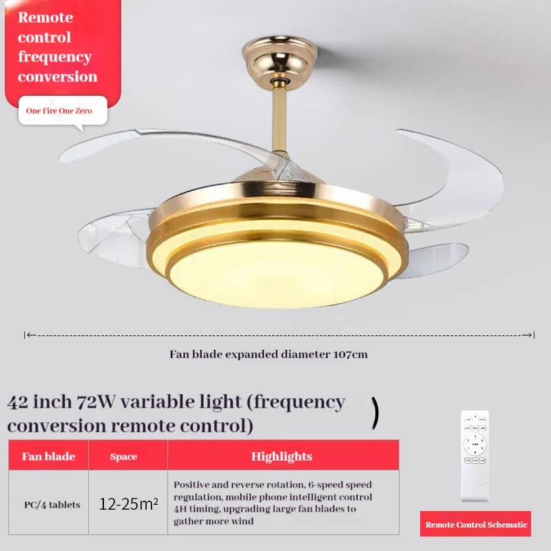220V Invisible Ceiling Fan Lamps Bedroom Living Room Dining Room Study LED Modern And Minimalist Household Pendant Light