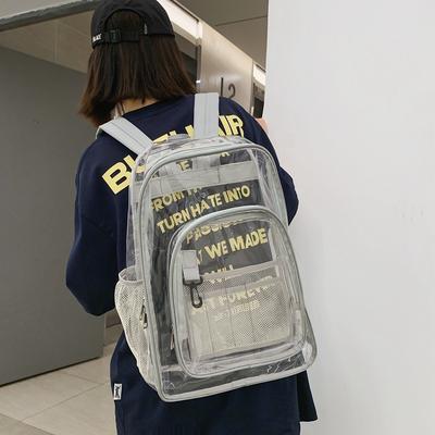Environment-friendly PVC Transparent Backpack Fashionable Waterproof College Student Schoolbag Jelly Bag