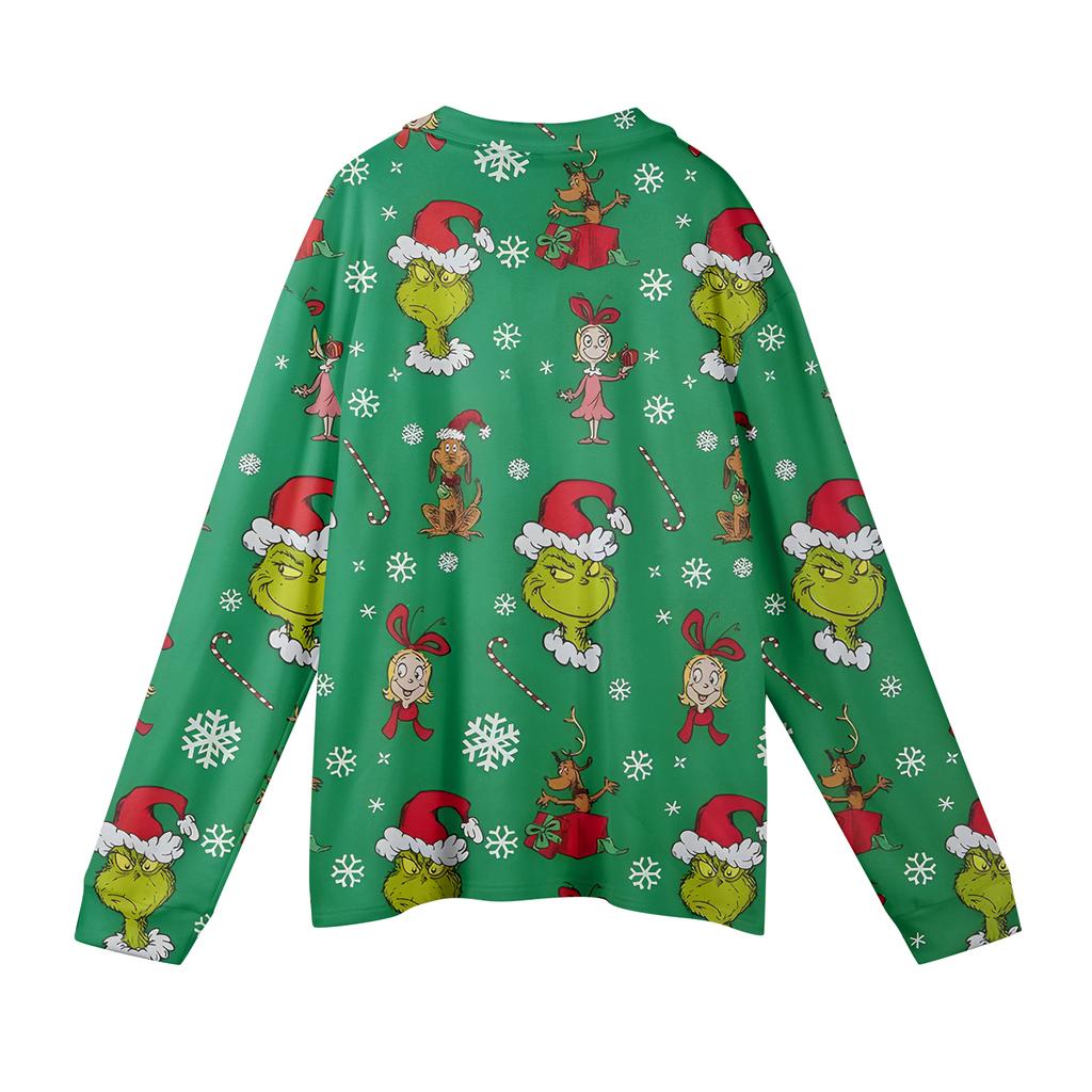 Men's Casual Christmas Print Button Long Sleeve Shirt