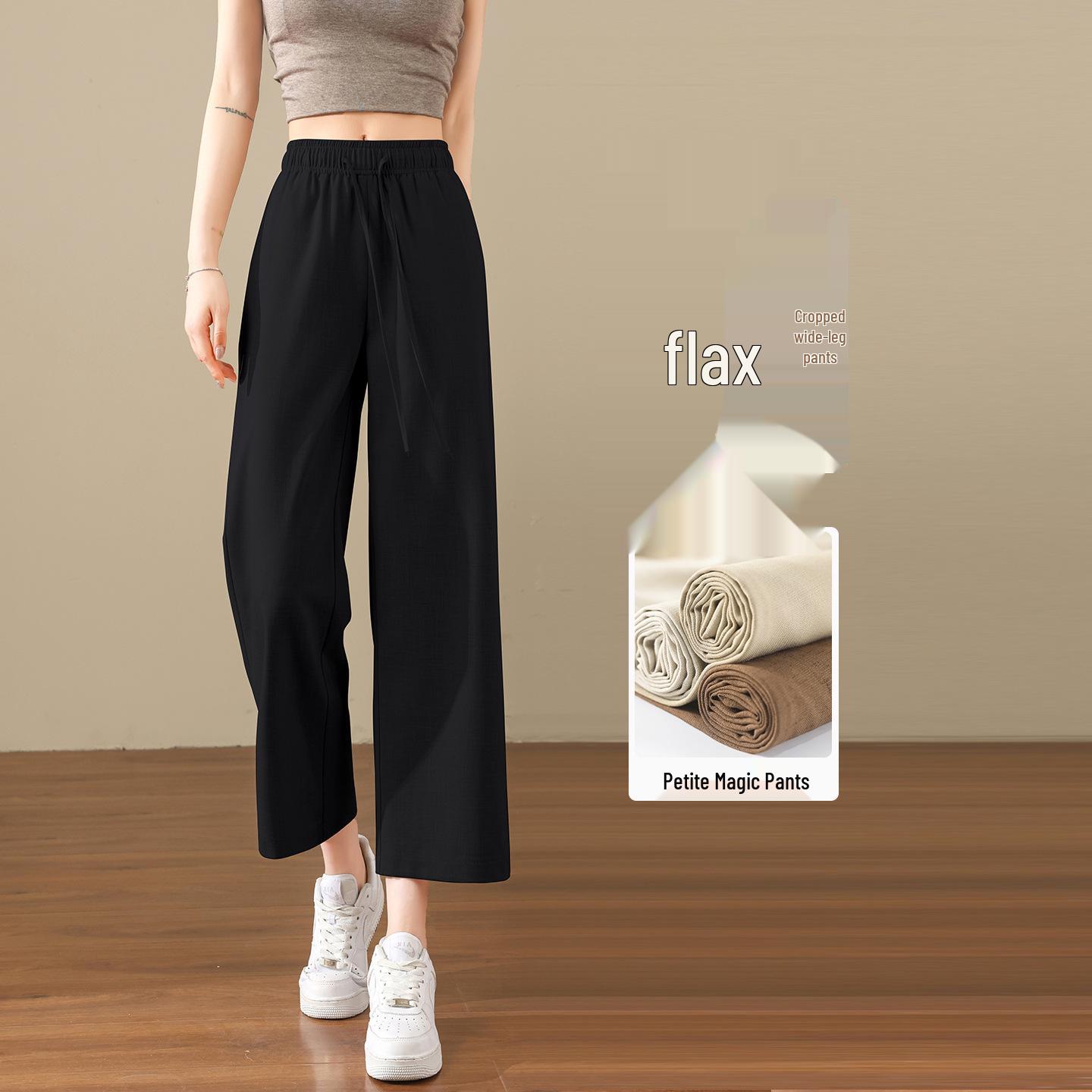 Petite Women s Lightweight Linen Pants - Summer 2025 Straight-Leg & Wide-Leg Styles XXL/30 (131-140 lbs)