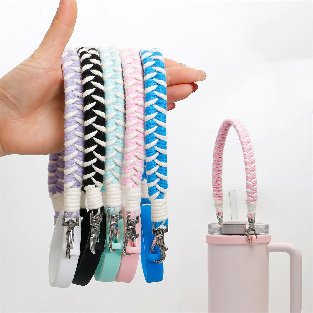 Hand-woven For 40oz Handle Cup Food Grade Thickened Silicone Ring For Stanley Sports Water Cup Strap Key Ring