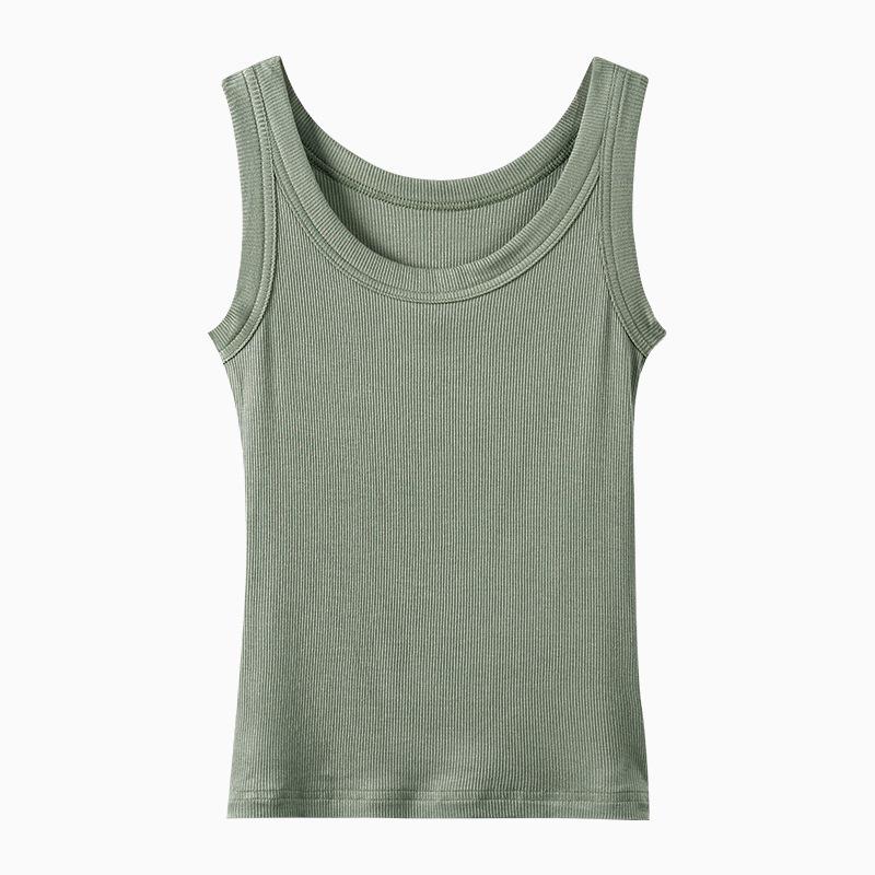 Women's Ribbed Sleeveless Anti-Light Tank Top - Summer Slim Fit Innerwear Camisole