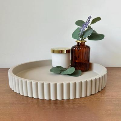 Round Decorative Tray Resin 11'' Diameter Solid Color Tray Minimalist Tabletop Decor Tray for Coffee Table Centerpiece