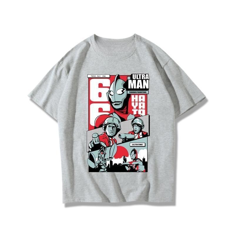 

Ultraman Adult T-shirt New Japanese Showa Era Animation Retro Men s and Women s Pure Cotton Loose Short-sleeved Summer Tide 4XL