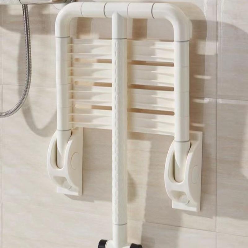 Foldable Elderly Shower Chair Disabled Accessible Bathroom Wall Chair Household Nylon Base Bath Stool