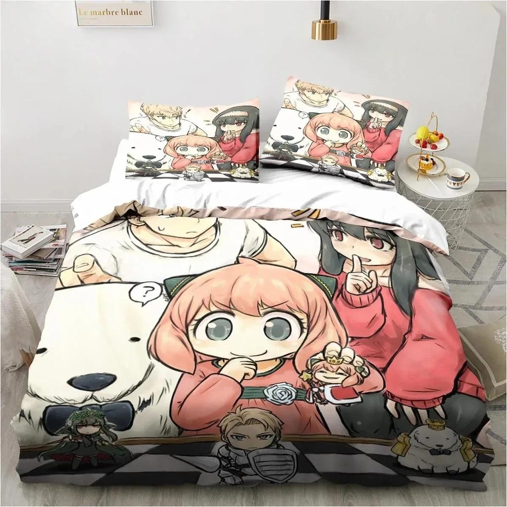 SPY×FAMILY Anime Täcke Sängkläder Set Tecknad Påslakan Örngott Full Size Queen King Quiltöverdrag Enkelsäng Dubbelsäng A