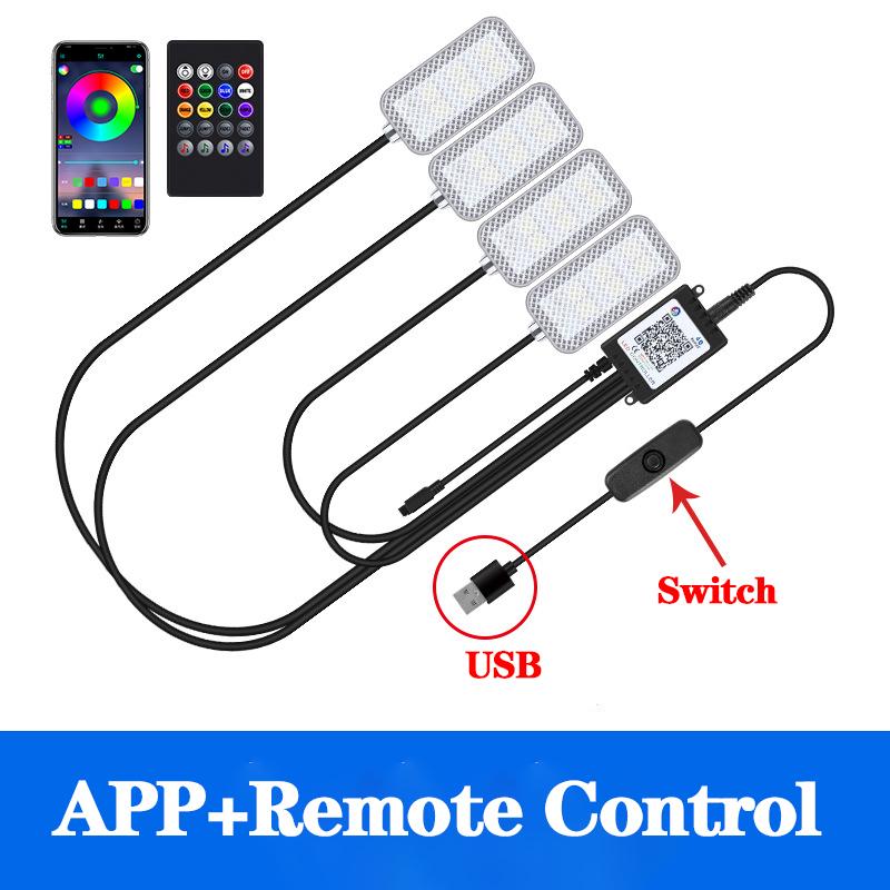 Neon Dual control LED Car Interior Ambient Foot Light with USB Wireless Remote Music APP Control Auto Atmosphere Decorative Lamp