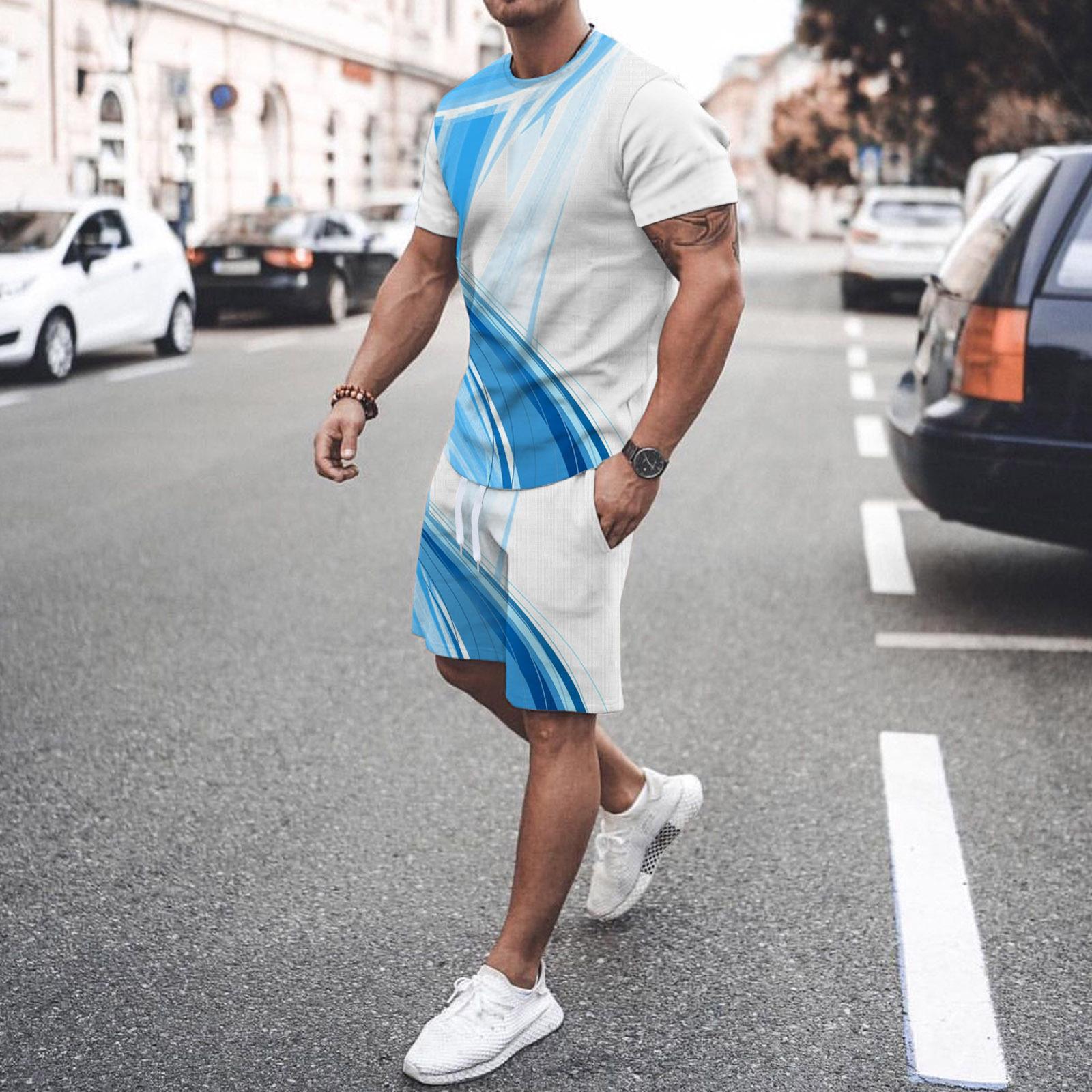 

Летние поступления Мужские комплекты из 2 футболок Красно-черный градиент 3D-принт Футболка Шорты Костюмы Мужские Оверсайз Уличная одежда 6XL