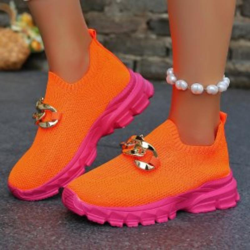 Fashion Ladies Shoes 2025 New Slip-on Women's Vulcanize Shoes Fashion Metal Decoration Plus Size Outdoor Casual Breathable Sneakers