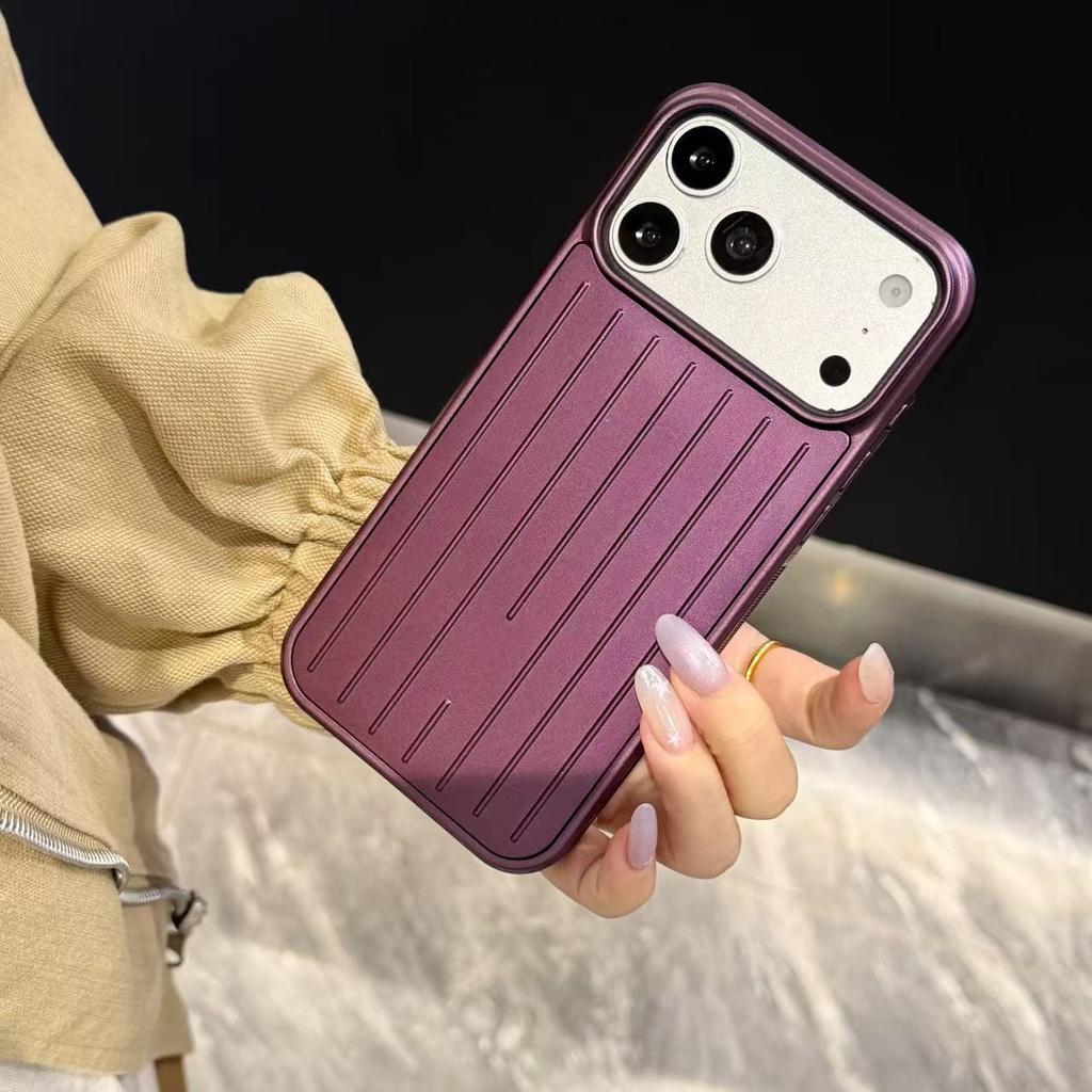 Aluminiumlegierung Handyhüllen für iPhone 18 17 16 15 14 Pro Max 3D Wellenstreifen Rückseite Luxus Business Gepäckabdeckung für Rimowa