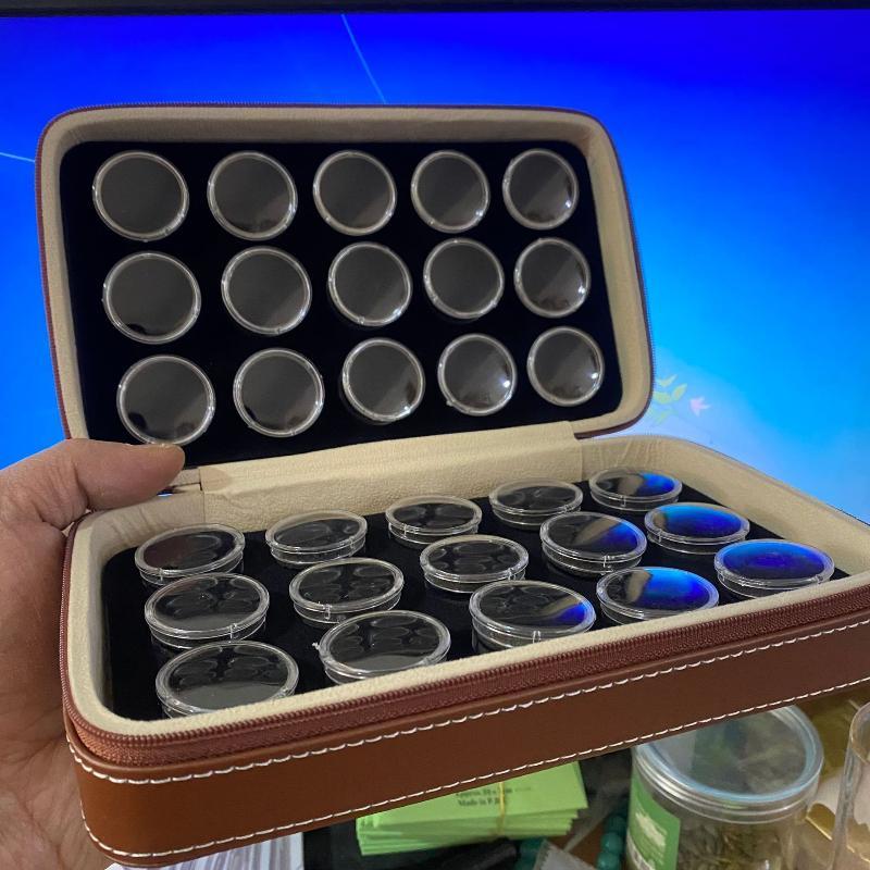 Portable Rock Collector Zipper Bag Round Visual Display Storage Pouch for Colorful Gems Jewelry Travel Organizer