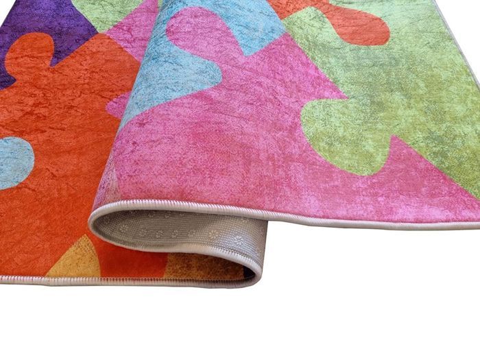 Rug - PUZZLE - 100x160 Cm - Non-slip - Machine Washable - Soft To the Touch
