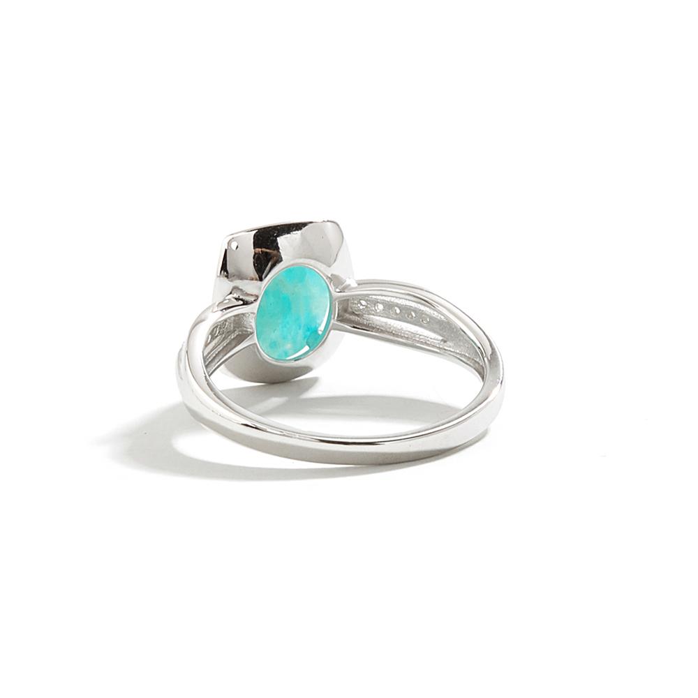 Natural Amazonite Jewelry Set Oval 7*9mm Earring Ring Real Gemstone925 Sterling Silver Fine Jewelry for Women Wife Mom Nice Gift