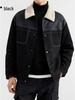 Men's Winter Short Suede Jacket with Velvet Lapel and Lamb Wool Padding
