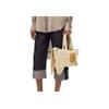 Loewe Logo Wine Palm Fiber And Cowhide Leather Tote Bag Small Women Tote Bag Natural A223S17X01-2123
