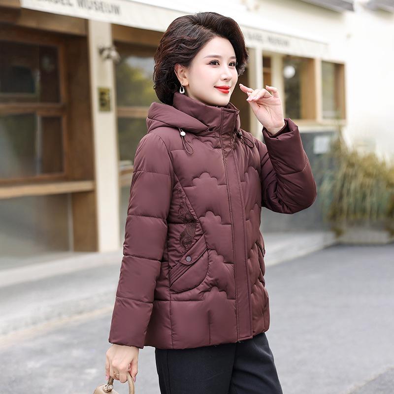 Women's Short Winter Coat - Warm, Thick Cotton for Middle-aged & Elderly (60-70 years)