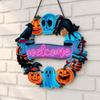 Halloween Holz Türschild, Schwarze Katze Kürbis Skelett Veranda Hängedekoration, Wasserdichtes Außen Willkommensschild, Bereit zum Aufhängen Party Dekoration