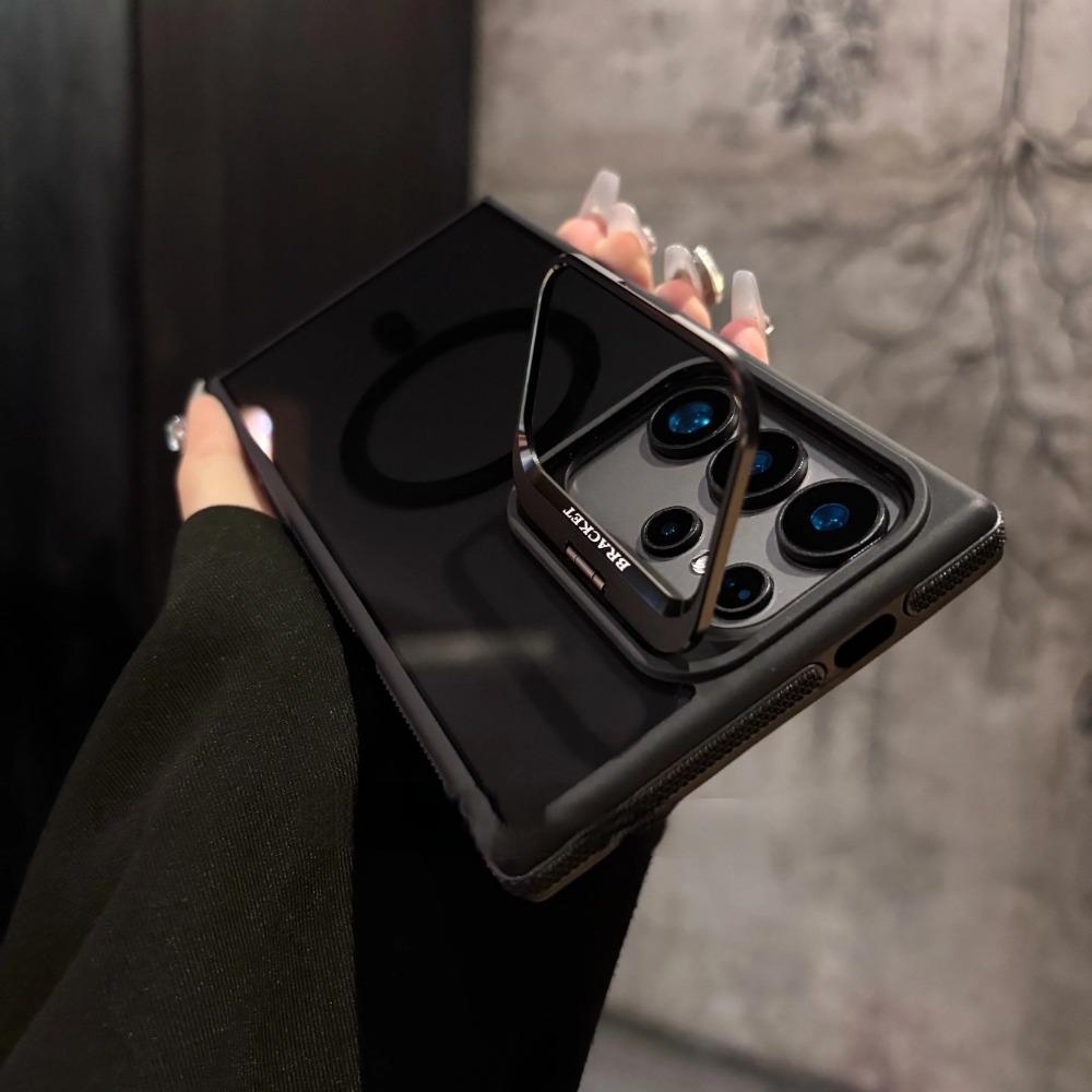 Luxury Magnetic Metal Lens Stand Translunt Case For Galaxy Samsung S25 S24 S23 Ultra Plus FE For Magsafe Wireless Charge Cover