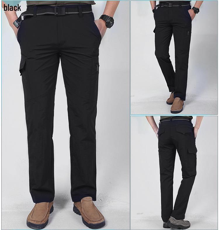 Men's Quick-Drying Multi-Pocket Sports Pants - Plus Size, Casual Long Style for Outdoors.